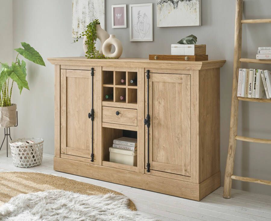 Home affaire Highboard Cornwall commode in landelijke stijl kast sideboard eiken decor (1 stuk)