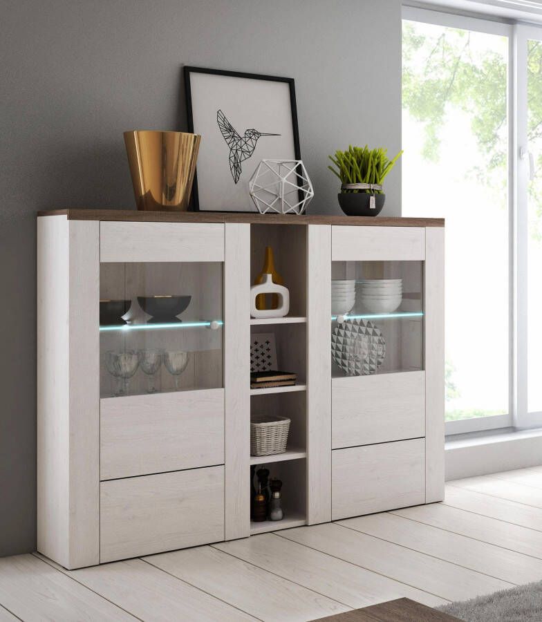 Home affaire Highboard Larona tijdloze hoge commode met 2 deuren deurkast hoogte 129 5 cm
