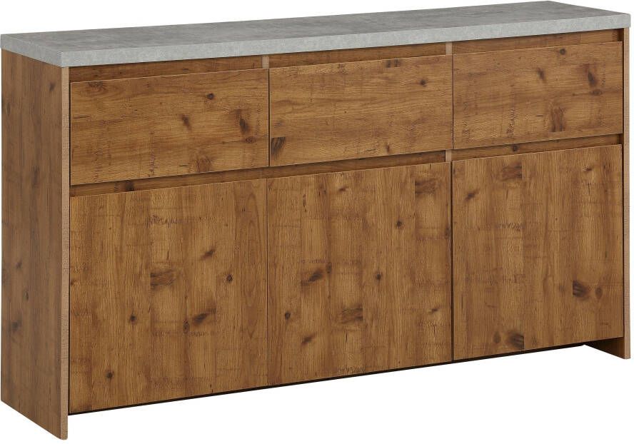 Home affaire Highboard Maribo Commode in moderne landhuisstijl met betonnen bovenblad breedte 140 cm