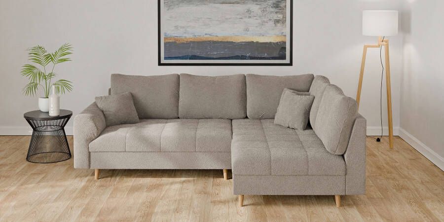 Home affaire Hoekbank CHARRE L-vorm met ottomane afmetingen B D H: 231 161 81 cm fijne stiksels losse rug- en sierkussens ook in cord en bouclé
