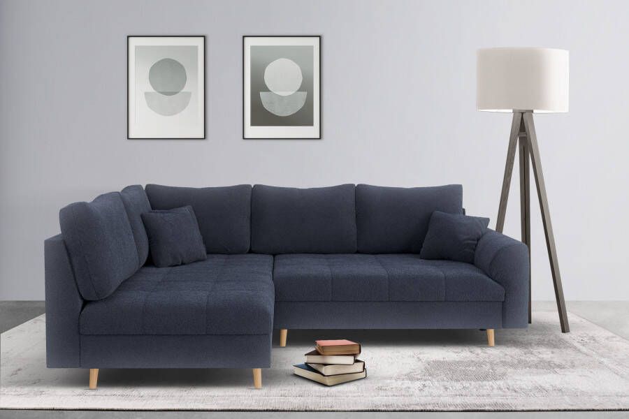 Home affaire Hoekbank CHARRE L-vorm met ottomane afmetingen B D H: 231 161 81 cm fijne stiksels losse rug- en sierkussens ook in cord en bouclé