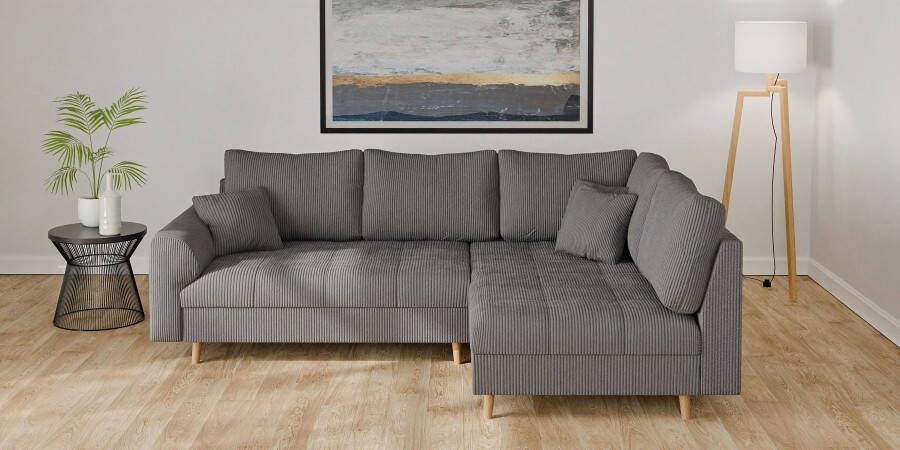 Home affaire Hoekbank CHARRE L-vorm met ottomane afmetingen B D H: 231 161 81 cm fijne stiksels losse rug- en sierkussens ook in cord en bouclé