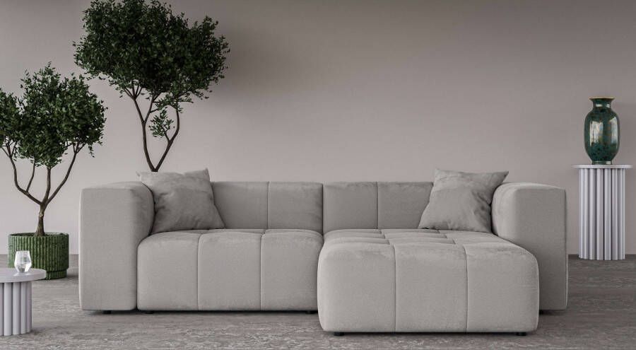 Home affaire Hoekbank ERIZ ook in Bouclé L-vorm moderne stiksels incl. 2 sierkussens b d h: 278 176 70 cm