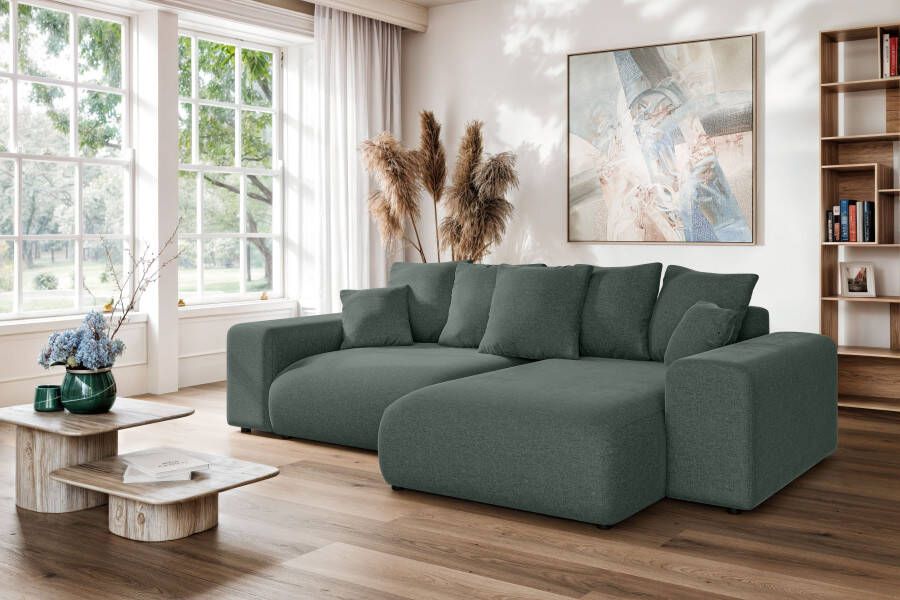 Home affaire Hoekbank LAKESIDE met bedfunctie en bedlade B D H 257 166 84 cm L-vorm chaise longue aan beide zijden monteerbaar met golfvering