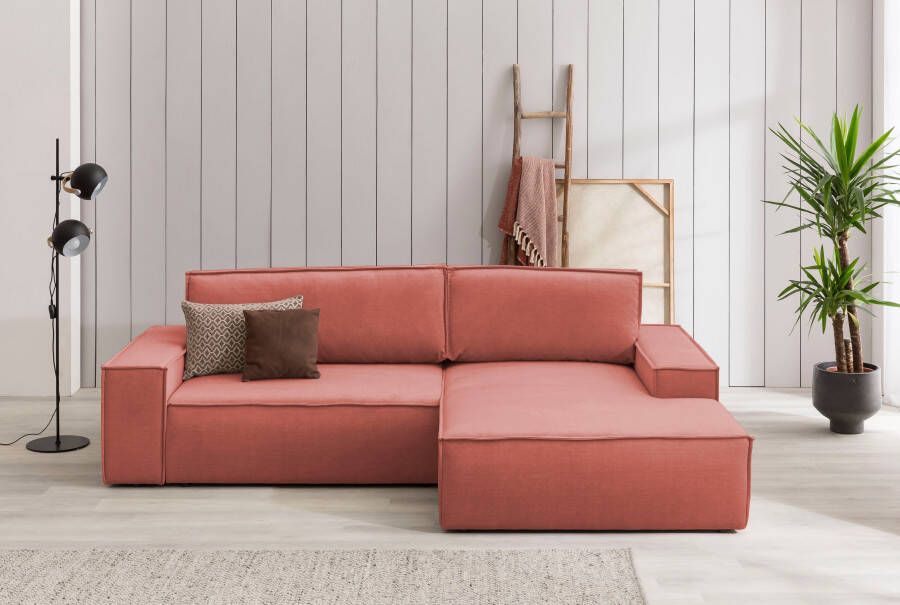 Home affaire Hoekbank SHERWOOD bedbank 267 cm L-model Slaapfunctie met bedlade (210x136 cm) cord vintage fluweel