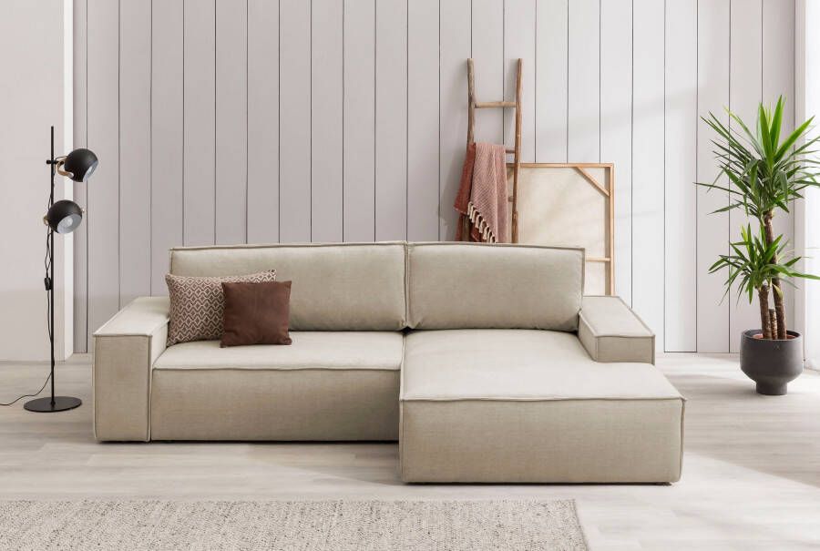Home affaire Hoekbank SHERWOOD bedbank 267 cm L-model Slaapfunctie met bedlade (210x136 cm) cord vintage fluweel