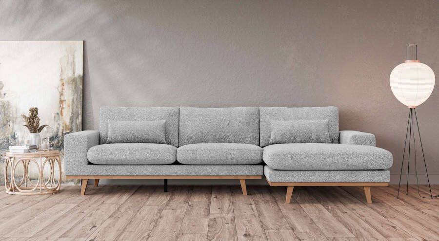 Home affaire Hoekbank Torino L-model chique houten lijst incl. sierkussen ook in bouclé