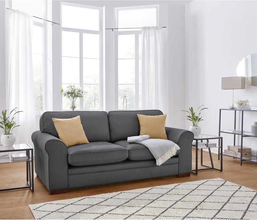 Home affaire 2-zitsbank Broughton zacht zitcomfort incl. 2 sierkussens opstaande naad