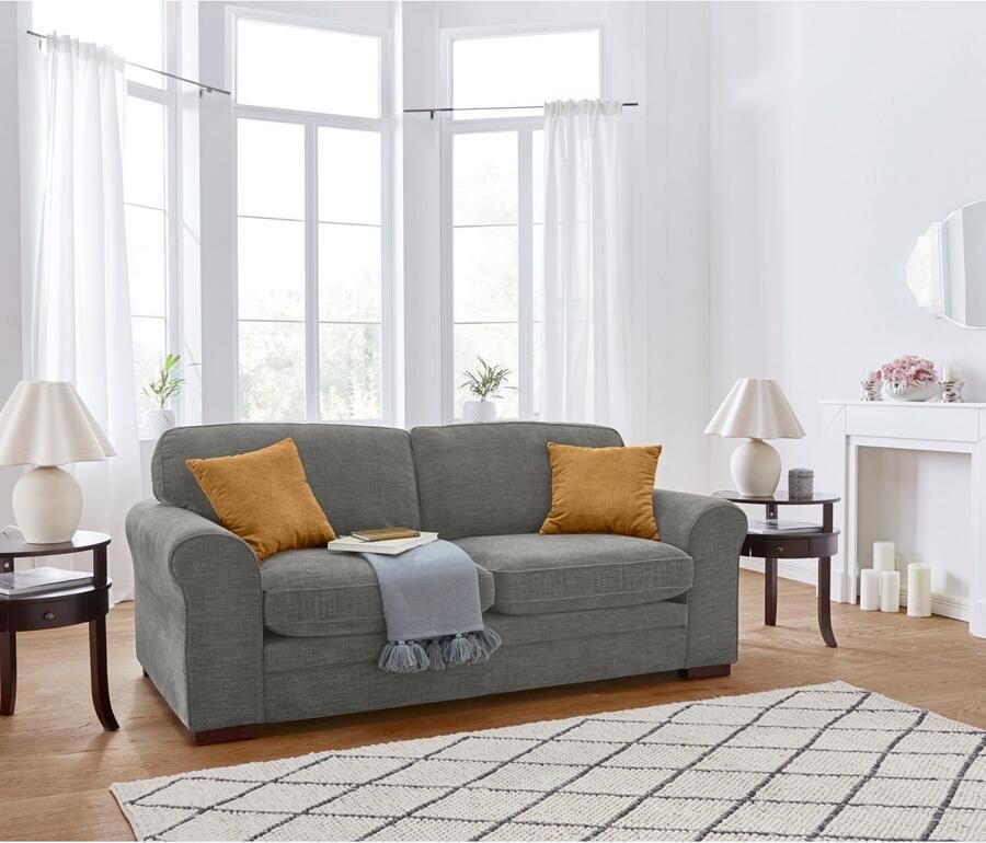 Home affaire 2-zitsbank Broughton zacht zitcomfort incl. 2 sierkussens opstaande naad