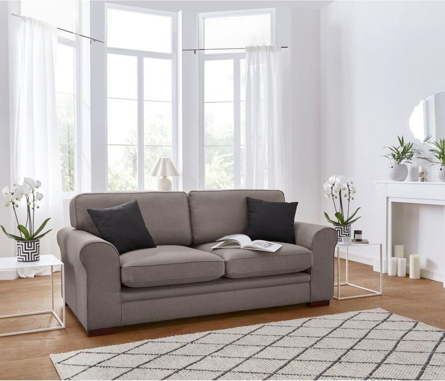 Home affaire 2-zitsbank Broughton zacht zitcomfort incl. 2 sierkussens opstaande naad