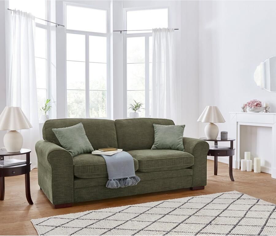 Home affaire 2-zitsbank Broughton zacht zitcomfort incl. 2 sierkussens opstaande naad