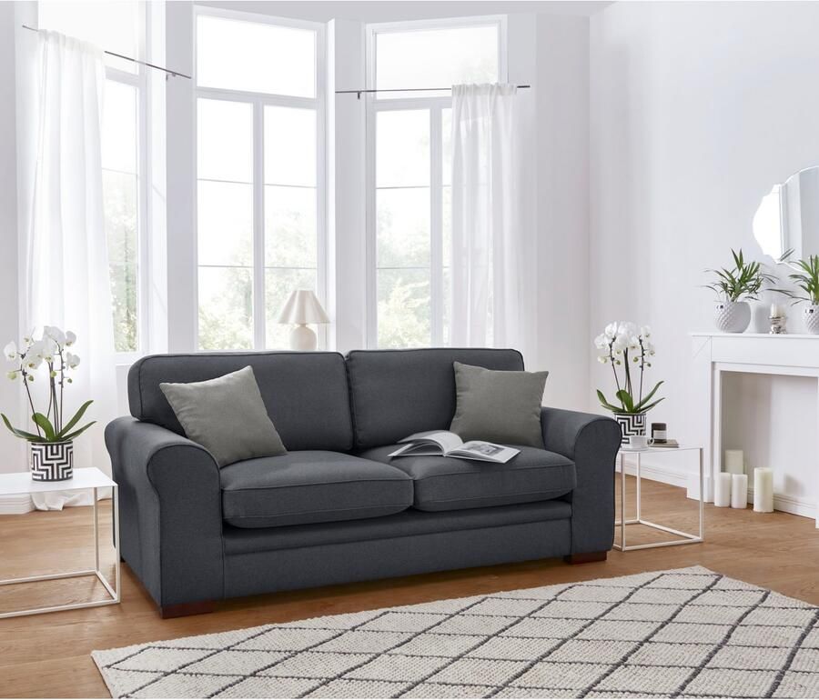 Home affaire 2-zitsbank Broughton zacht zitcomfort incl. 2 sierkussens opstaande naad