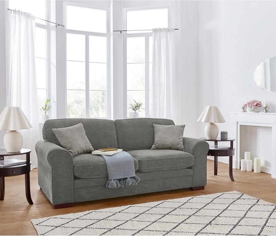 Home affaire 2-zitsbank Broughton zacht zitcomfort incl. 2 sierkussens opstaande naad