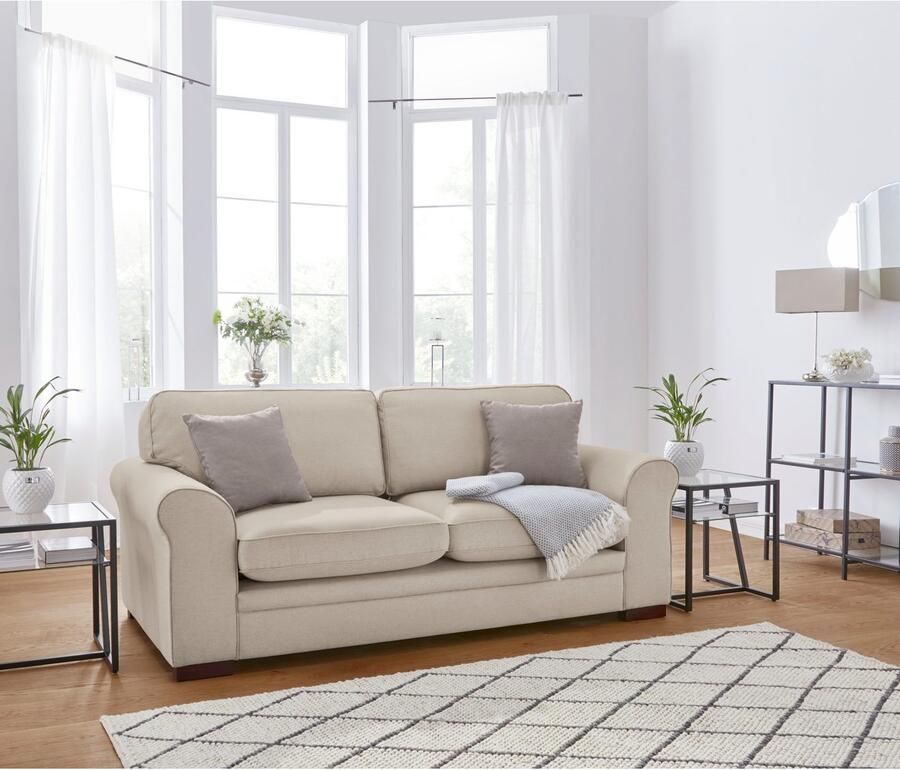 Home affaire 2-zitsbank Broughton zacht zitcomfort incl. 2 sierkussens opstaande naad