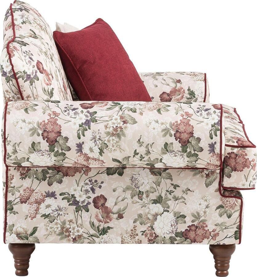 Home affaire 2-zitsbank LUCIENNE met 2 sierkussens met gedraaide houten poten