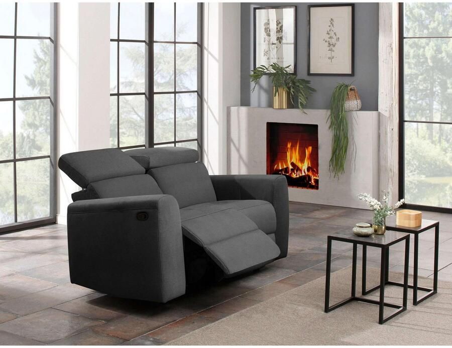 Home affaire 2-zitsbank Sentrano 152 cm man. of electr. relaxfunctie en usb kopverstelling
