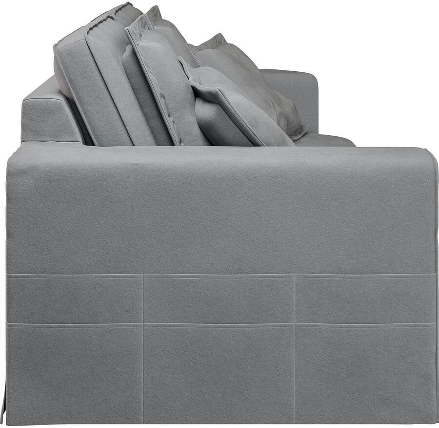 Home affaire 3-zitsbank ALISSAS BIS met veel kussens biesjes aan de kussens Hoes-look kleine zakken aan de zijkant voor opberging