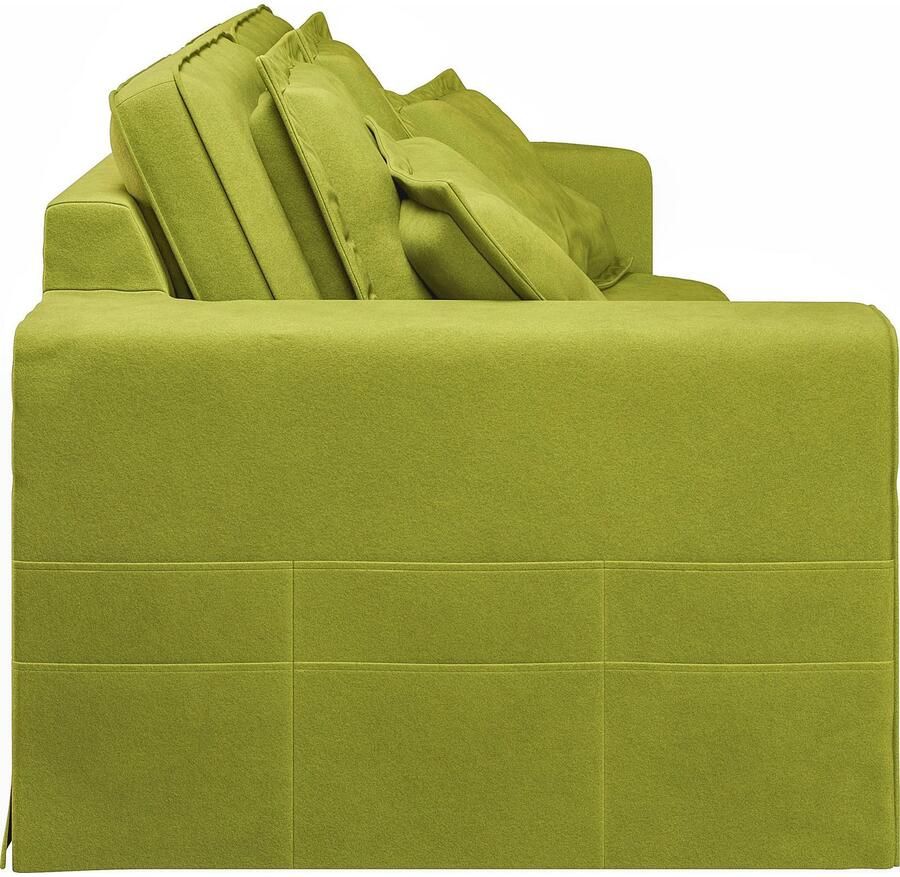 Home affaire 3-zitsbank ALISSAS BIS met veel kussens biesjes aan de kussens Hoes-look kleine zakken aan de zijkant voor opberging