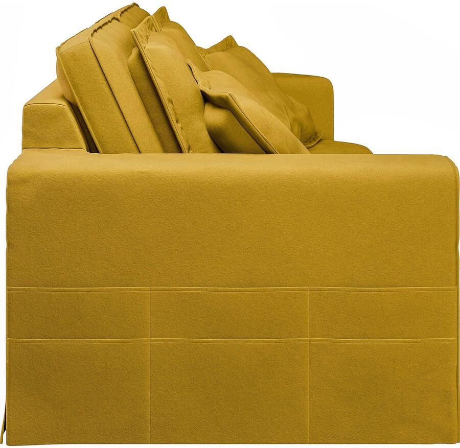 Home affaire 3-zitsbank ALISSAS BIS met veel kussens biesjes aan de kussens Hoes-look kleine zakken aan de zijkant voor opberging