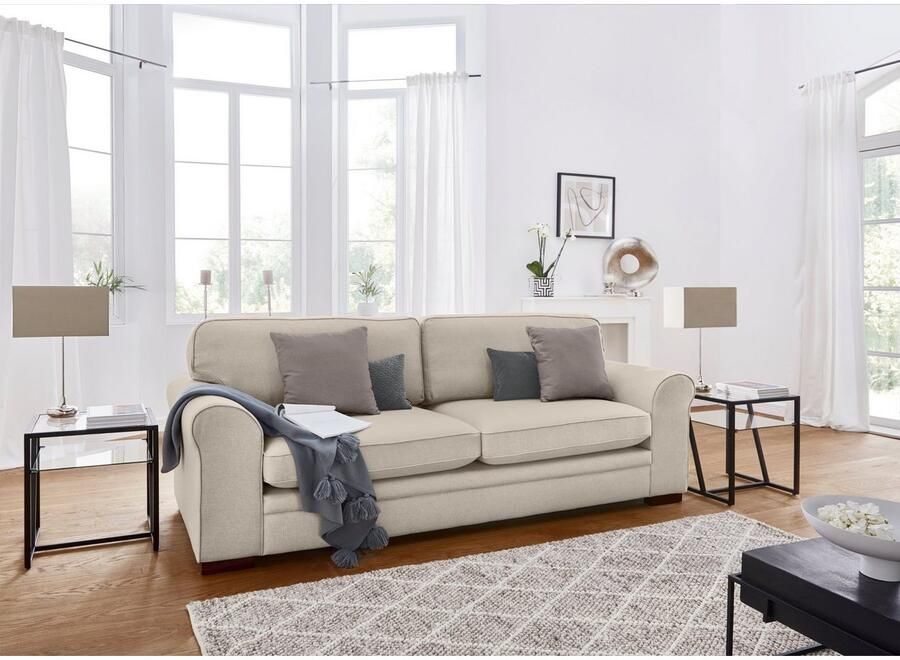 Home affaire 3-zitsbank Broughton zacht zitcomfort incl. 2 sierkussens opstaande naad