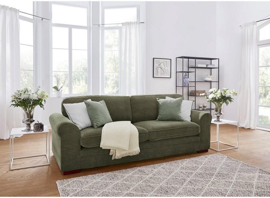 Home affaire 3-zitsbank Broughton zacht zitcomfort incl. 2 sierkussens opstaande naad