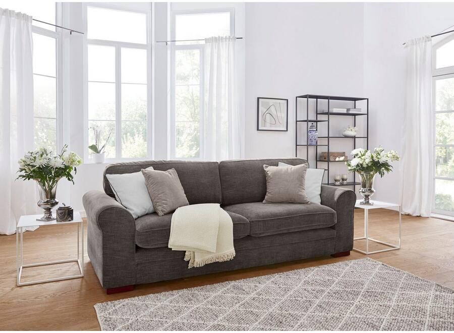 Home affaire 3-zitsbank Broughton zacht zitcomfort incl. 2 sierkussens opstaande naad