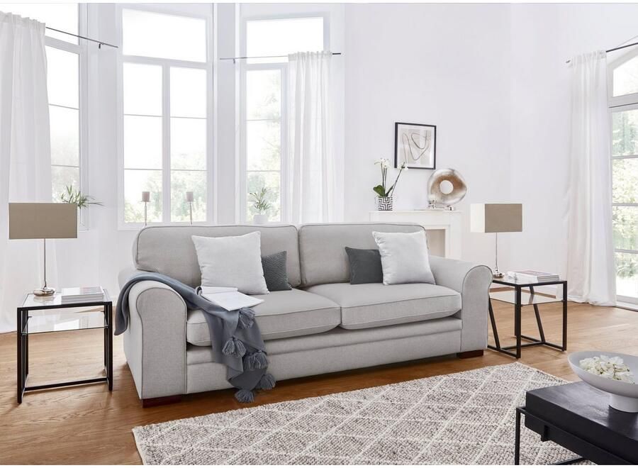 Home affaire 3-zitsbank Broughton zacht zitcomfort incl. 2 sierkussens opstaande naad