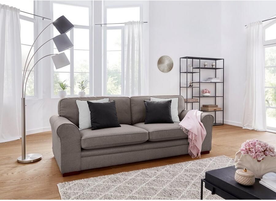 Home affaire 3-zitsbank Broughton zacht zitcomfort incl. 2 sierkussens opstaande naad