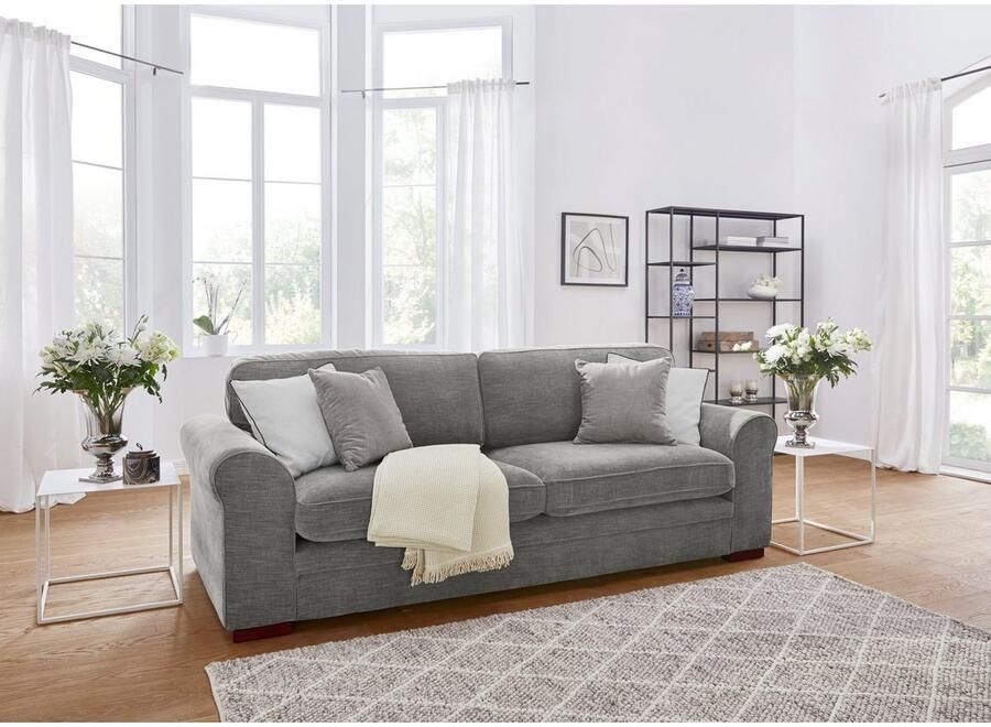 Home affaire 3-zitsbank Broughton zacht zitcomfort incl. 2 sierkussens opstaande naad