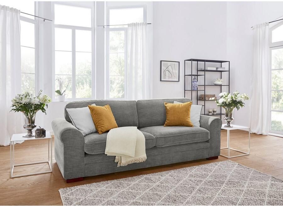 Home affaire 3-zitsbank Broughton zacht zitcomfort incl. 2 sierkussens opstaande naad