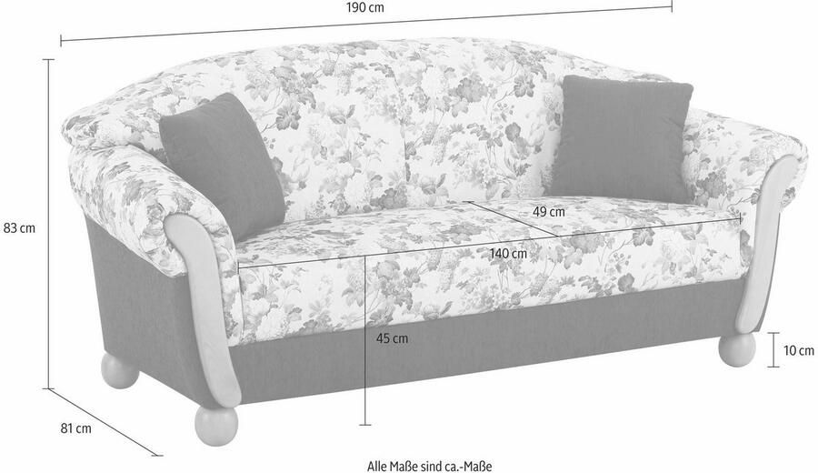 Home affaire 2-zitsbank Milano comfortabel door de binnenvering compacte afmetingen: Breedte 159cm