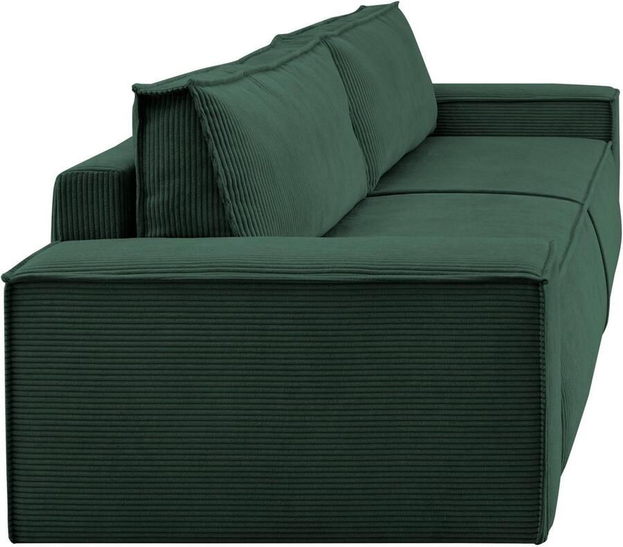 Home affaire 3-zitsbank SHERWOOD slaapbank (257 cm) ribfluweel velours vintage lederlook