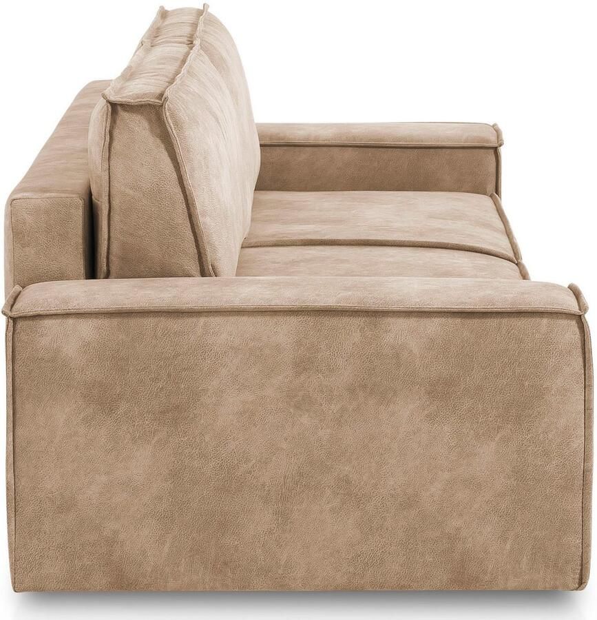 Home affaire 3-zitsbank SHERWOOD slaapbank (257 cm) ribfluweel velours vintage lederlook