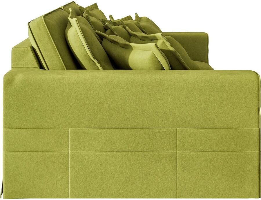 Home affaire 4-zitsbank ALISSAS met veel kussens biesjes aan de kussens Hoeslook met kleine zakken aan de zijkant voor opberging