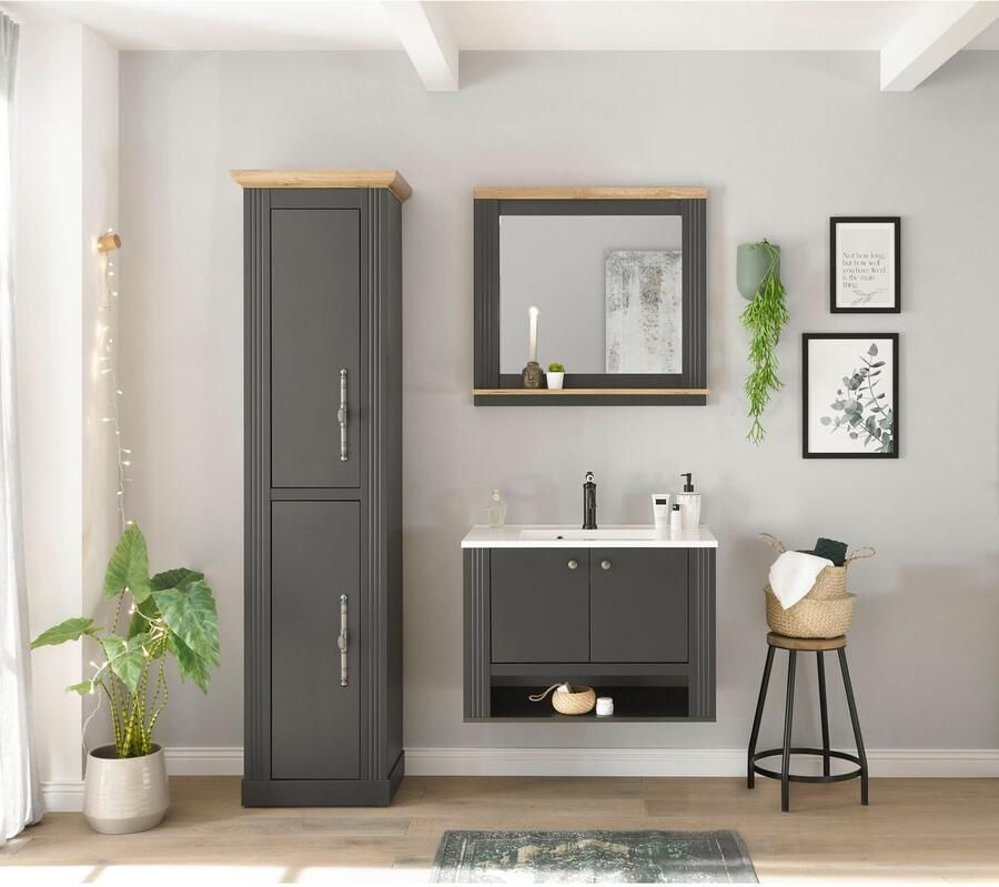 Home affaire Badkamerserie WESTMINSTER badkamer in landhuisstijl 3-delig badkamer Wand-wastafel spiegel hoge kast in 2 kleuren breedte 150 cm (3-delig)