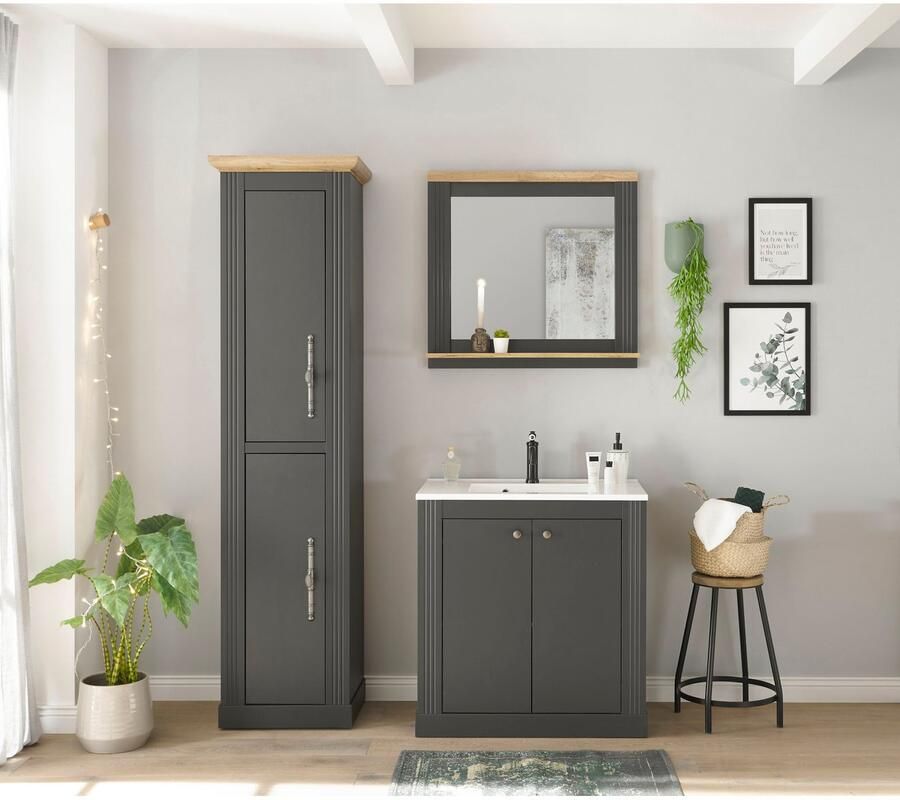Home affaire Badkamerserie WESTMINSTER badkamer in landhuisstijl 3-delig badkamer Waschtafel spiegel hoge kast in 2 kleuren beschikbaar breedte 150 cm (3-delig)