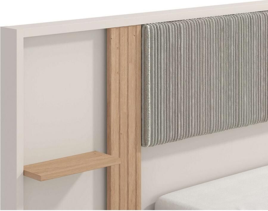 Home affaire Bed Belfort bedcombinatie met gestoffe hoofdeinde zachte cordstof (set 3-delig)