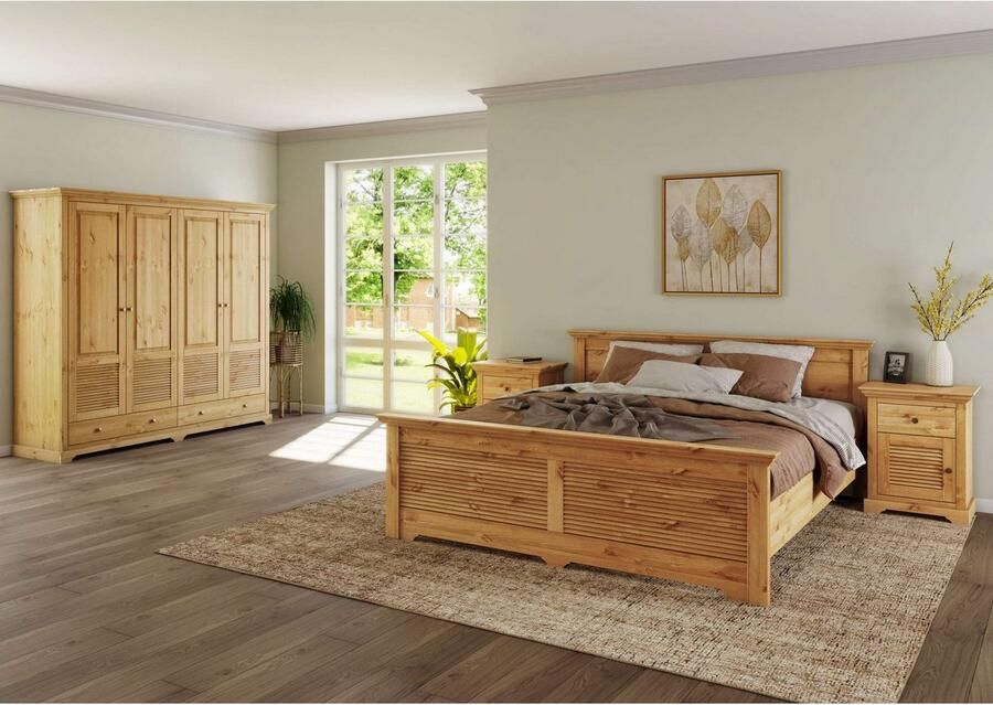 Home affaire Bed Rauna landhuisstijl elegant design met lamellen en kassetten 2 kleuren