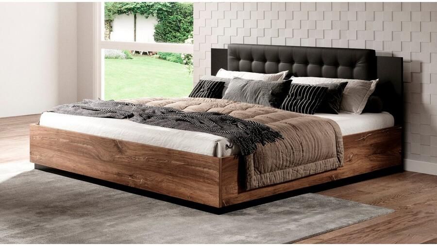 Home affaire Bedframe Sigma Tweepersoonsbed in twee breedtes met een gepolsterde hoofdeinde