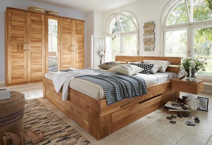 Home affaire Bedlade Tommy van massief wildeikenhout in verschillende breedten