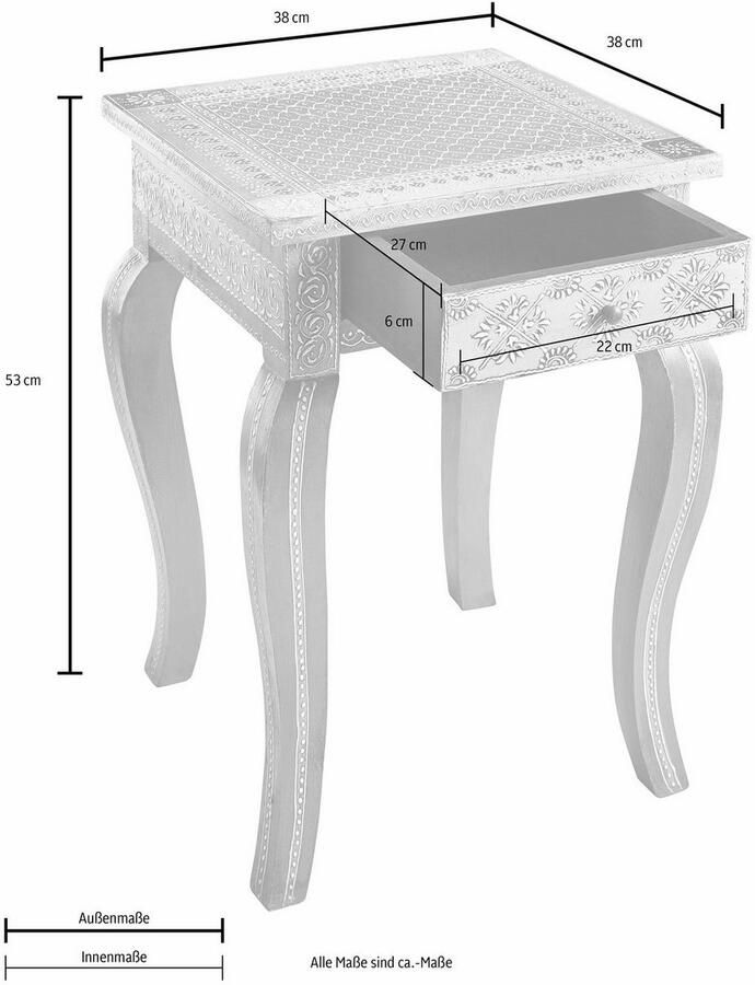 Home affaire Bijzettafel met de hand gemaakt en met de hand beschilderd