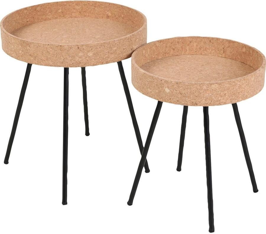Artistiq Living Bijzettafel Micayla Kurk Set van 2 stuks Hout Rond