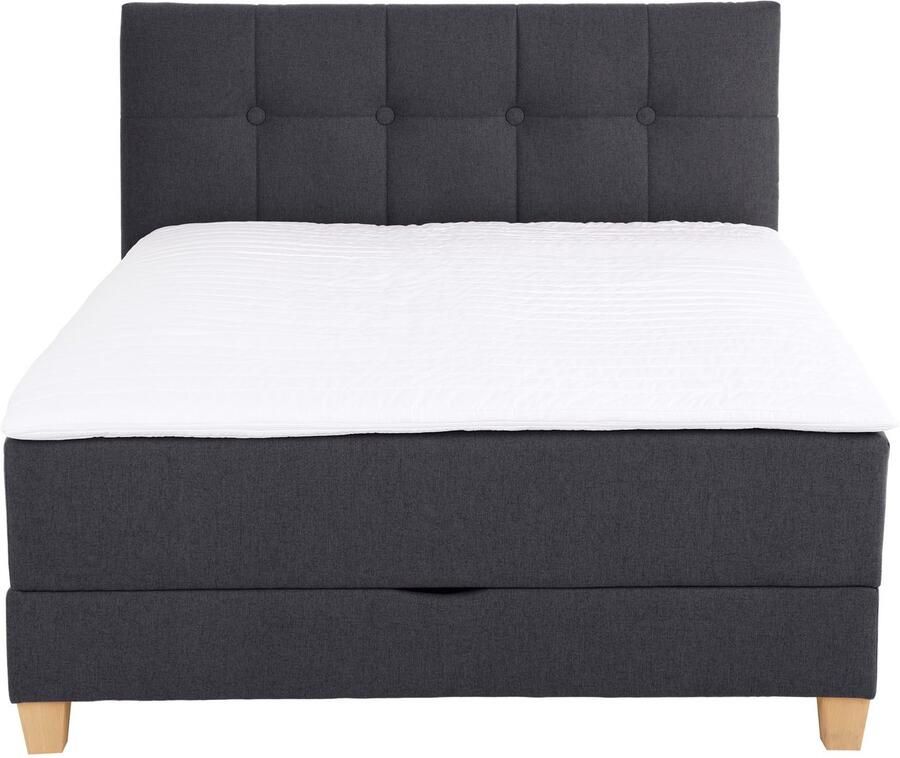 Home affaire Boxspring Lonrai in h2 h3 & h4 en xxl verlengde 220 cm kiesbaar incl. topper