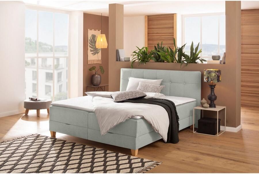 Home affaire Boxspring Lonrai in h2 h3 & h4 en xxl verlengde 220 cm kiesbaar incl. topper