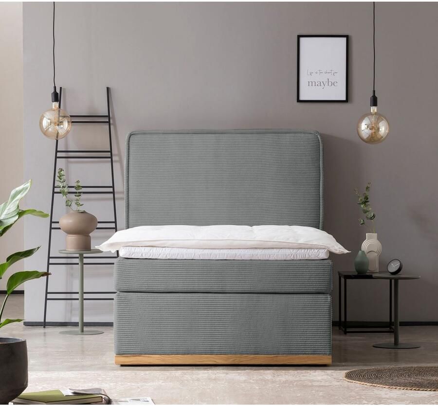 Home affaire Boxspring SHERWOOD Cord Hotelbed gestoffeerd bed premium bed boxspringbed Hoogwaardig corduroy zachte velours-structuur met premium Topper