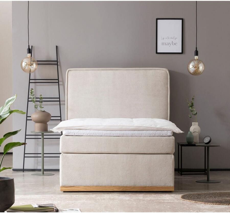 Home affaire Boxspring SHERWOOD Cord Hotelbed gestoffeerd bed premium bed boxspringbed Hoogwaardig corduroy zachte velours-structuur met premium Topper