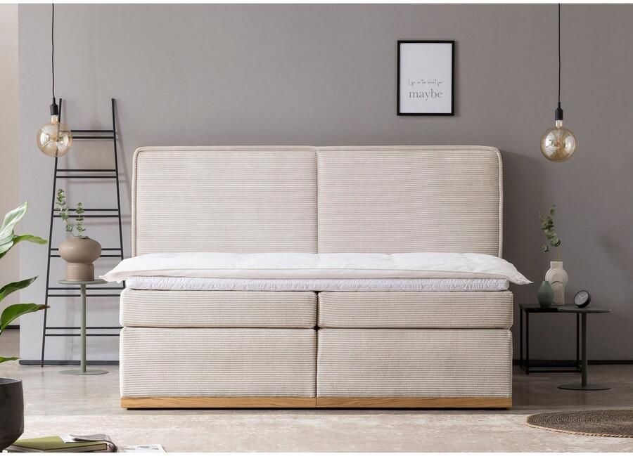 Home affaire Boxspring SHERWOOD Cord Hotelbed gestoffeerd bed premium bed boxspringbed Hoogwaardig corduroy zachte velours-structuur met premium Topper