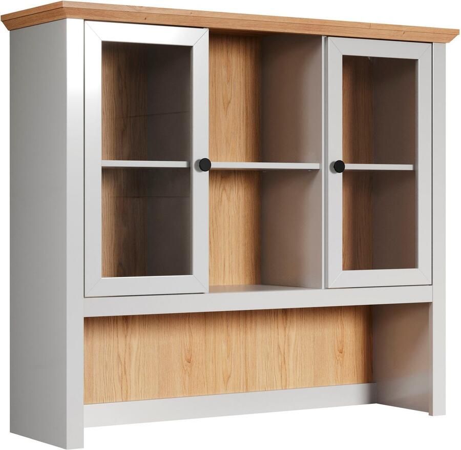 Home affaire Buffet-opzetkast Herzwill Opzetstuk met 2 glazen deuren in landhuisstijl (B D H) 119 36 105 cm (1 stuk)
