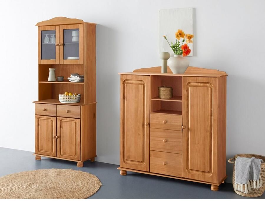 Home affaire Buffetkast Mette Met grote lade en veel bergruimte achter 4 deuren hoogte 181cm (2 stuks)