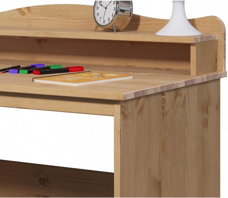 Home affaire Bureau Lesve gemaakt van massief grenen met extra bureaublad